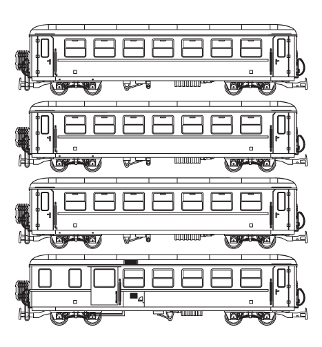 Ferro Train 9723-S - Austrian Set of 4 Krimmler cars, green livery, Steyrtalbahn
